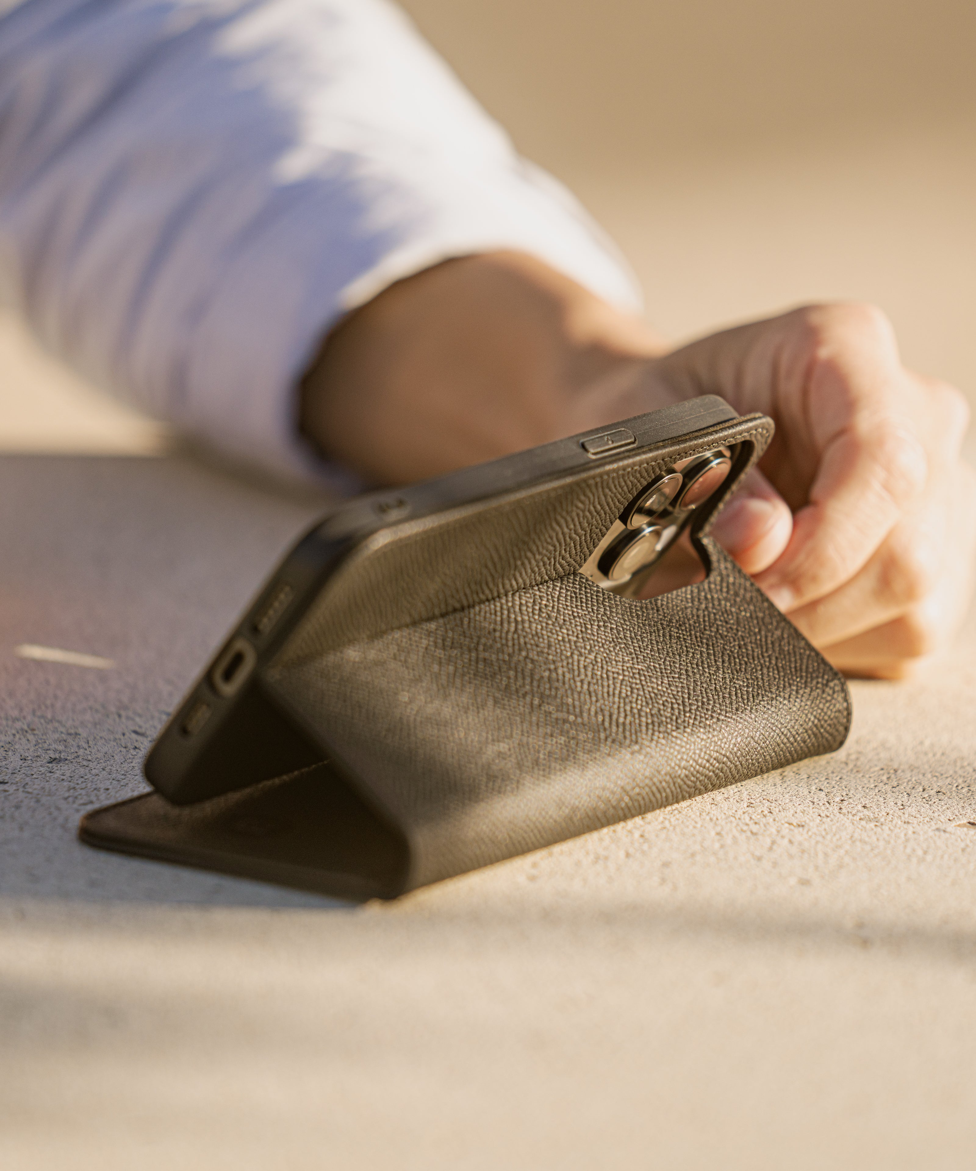 Leather iPhone Kick Stand Feature