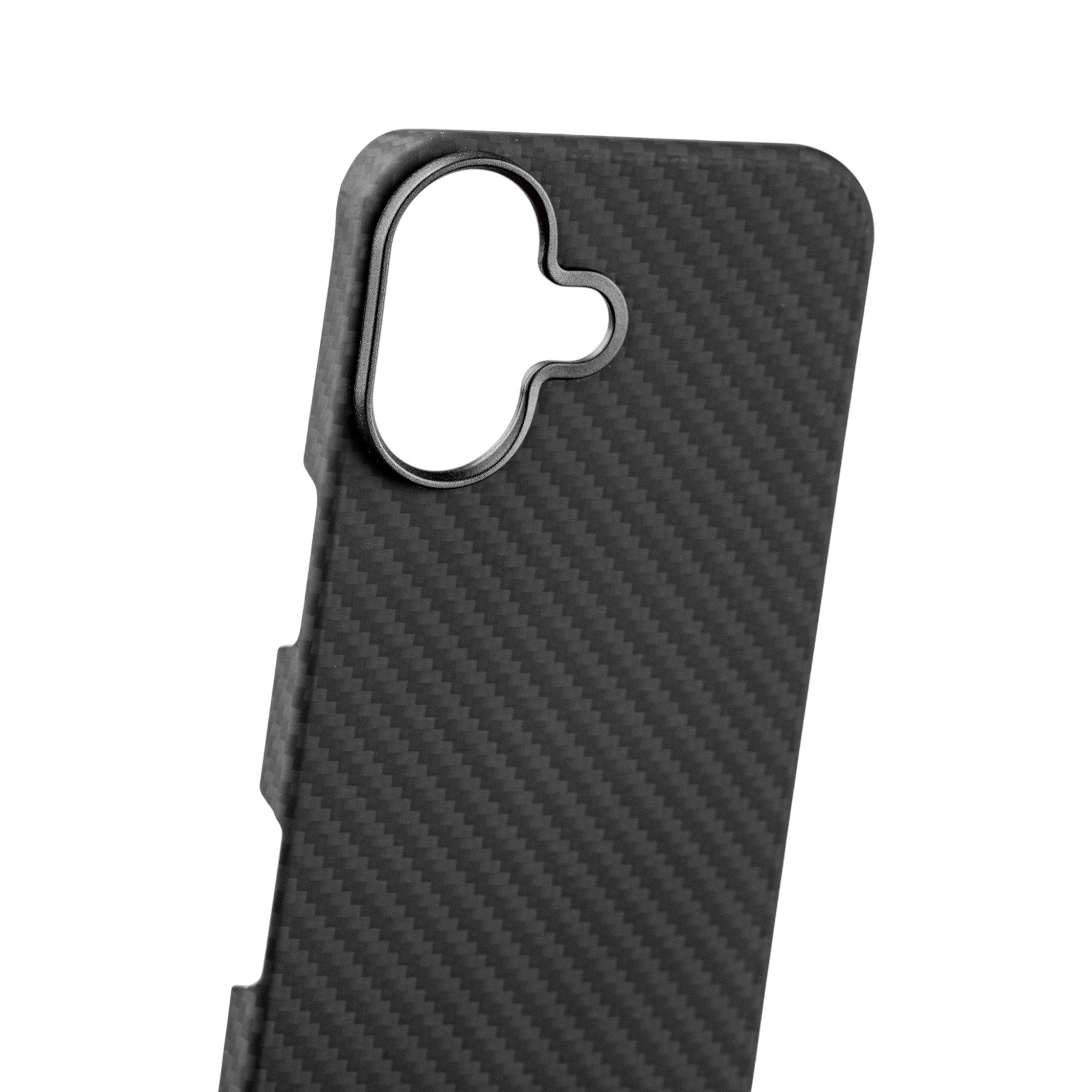 Carbon fiber texture phone case on a white background