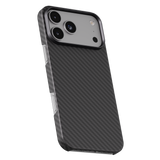 Mason aramid fiber iPhone 18 Pro case in matte black, back at a three-quarter hero angle