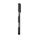 Mason aramid fiber iPhone 18 Pro case in matte black, side profile showing the power button and camera control cutouts