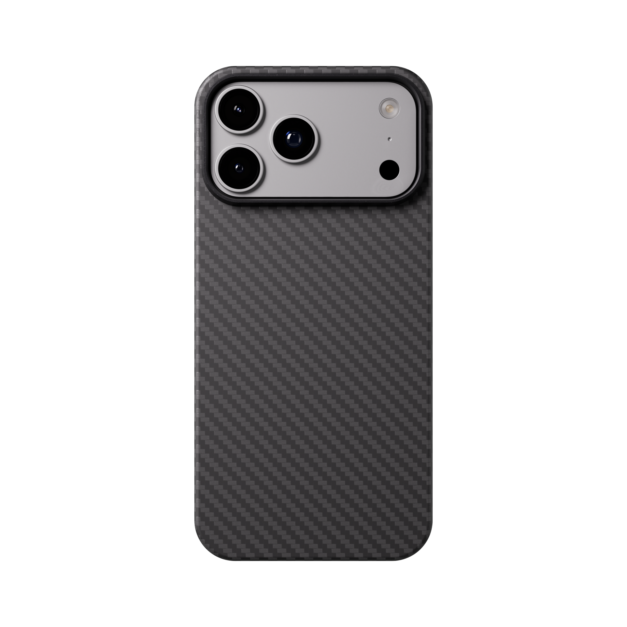 Mason aramid fiber iPhone 18 Pro Max case in matte black, back of the case, straight on
