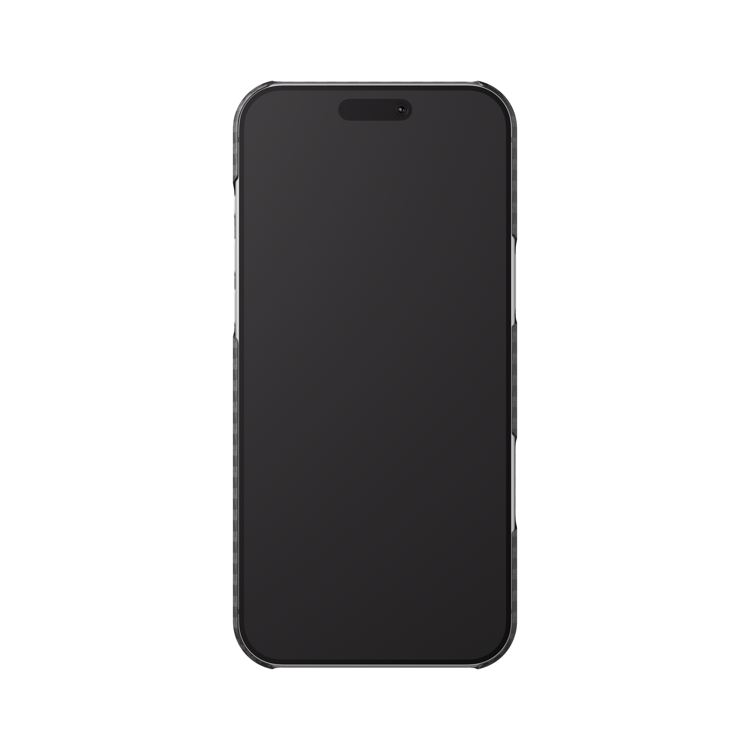Mason aramid fiber iPhone 18 Pro Max case in matte black, front of the case, straight on